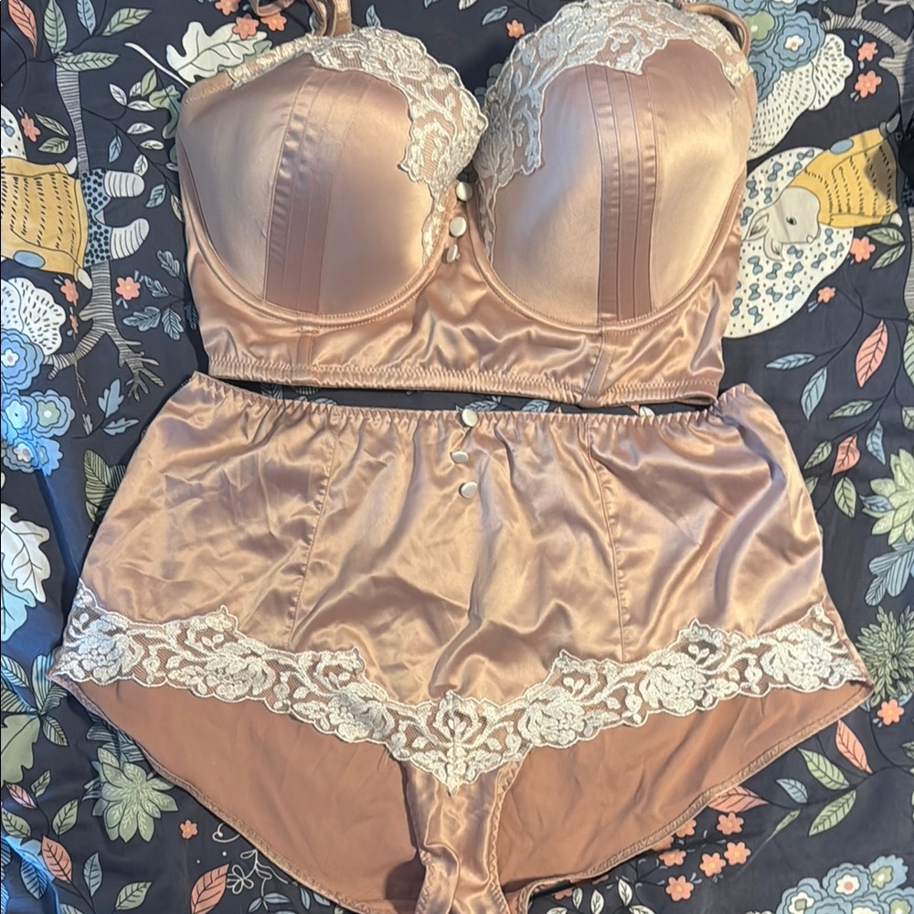 Parfait by Affinitas Pink Satin Pinup Lingerie Set